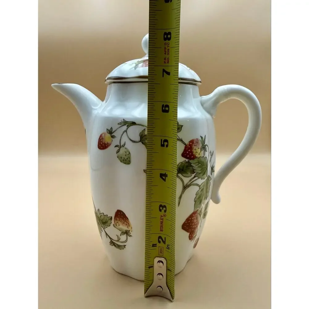 Coalport Strawberry Coffee Pot w/ Lid Bone China England Vintage 8” Mint